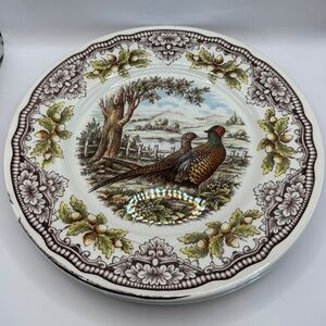 Royal Stafford Woodland Thanksgiving Pheasant Acorns Edge 11" Dinner Plates
